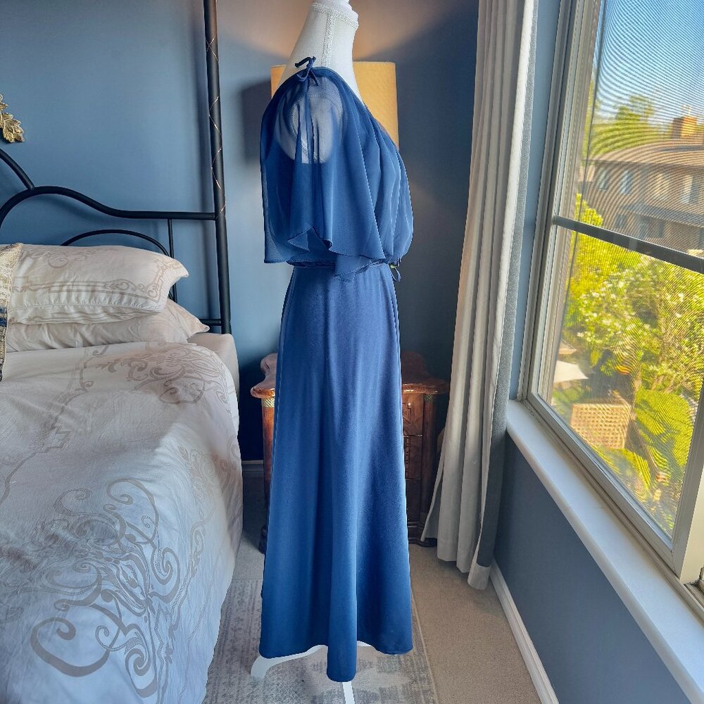 Vintage Navy Blue Chiffon Maxi Dress - Picture 5 of 14
